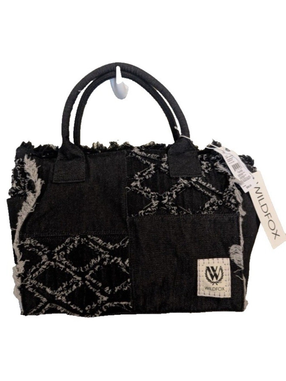 Wildfox Black Fringed DenimTote Bag NWT - Picture 4 of 11